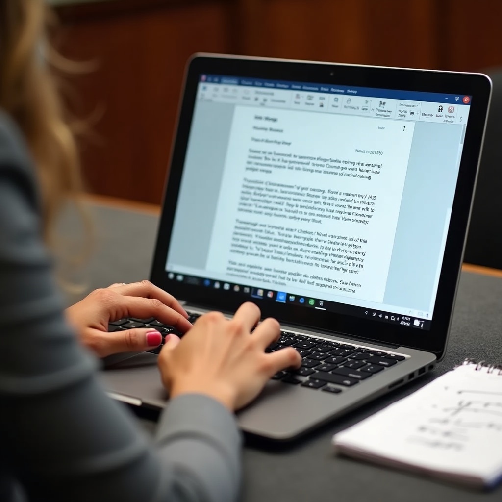 Close-up of professional email composition on screen, showing proper formatting and structure