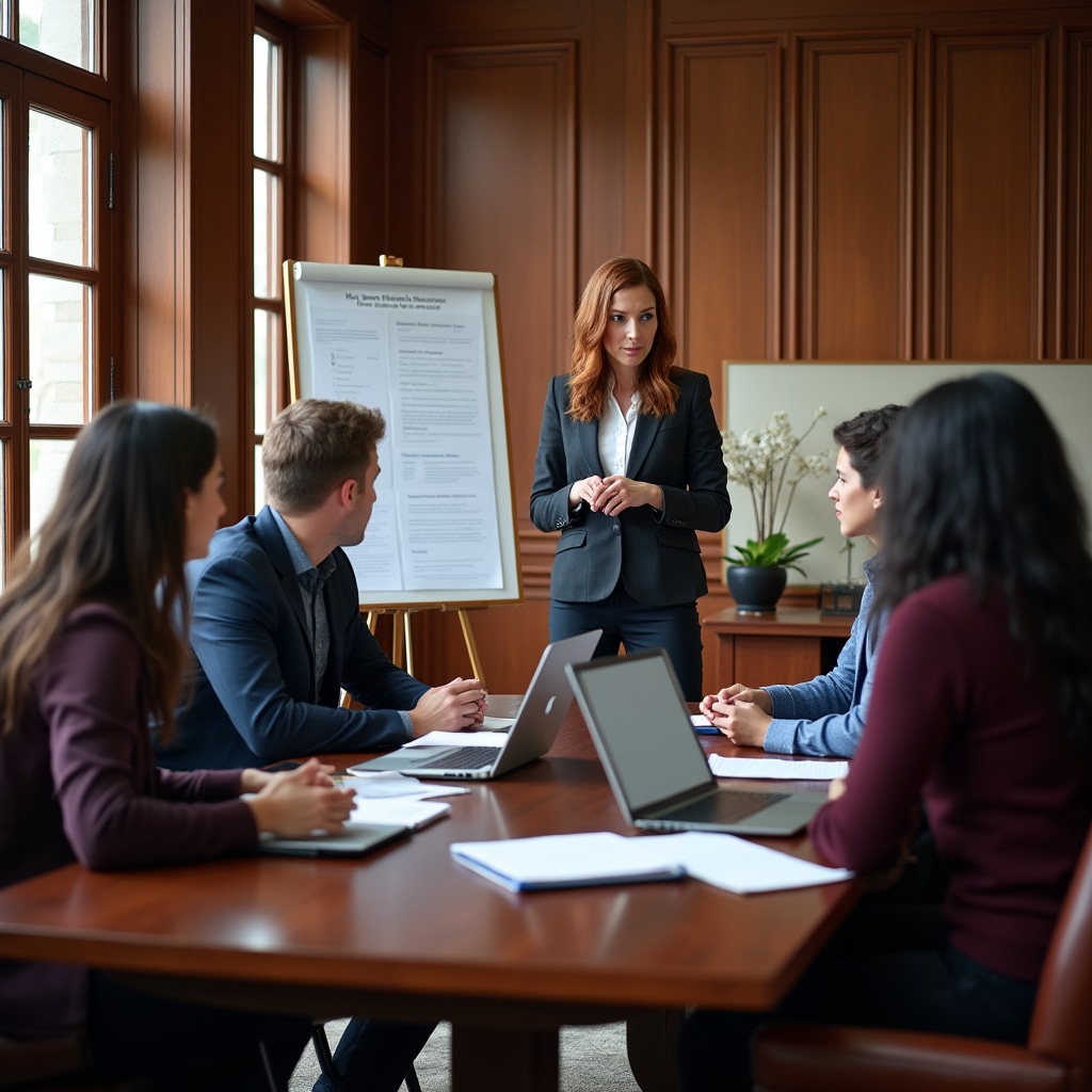 Professional training workshop with administrative staff learning business writing techniques